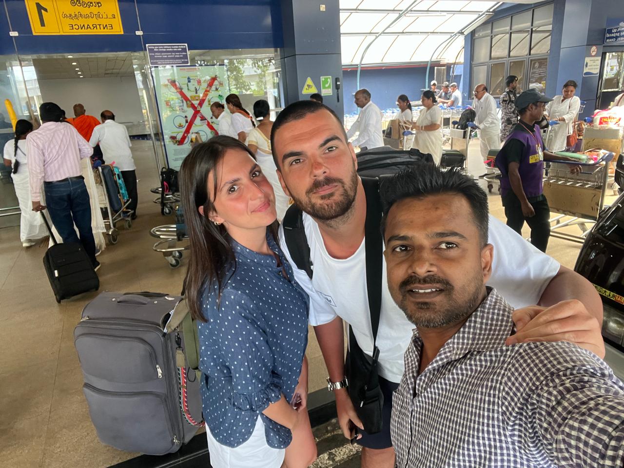 Airport welcome selfie with our travelers in Colombo